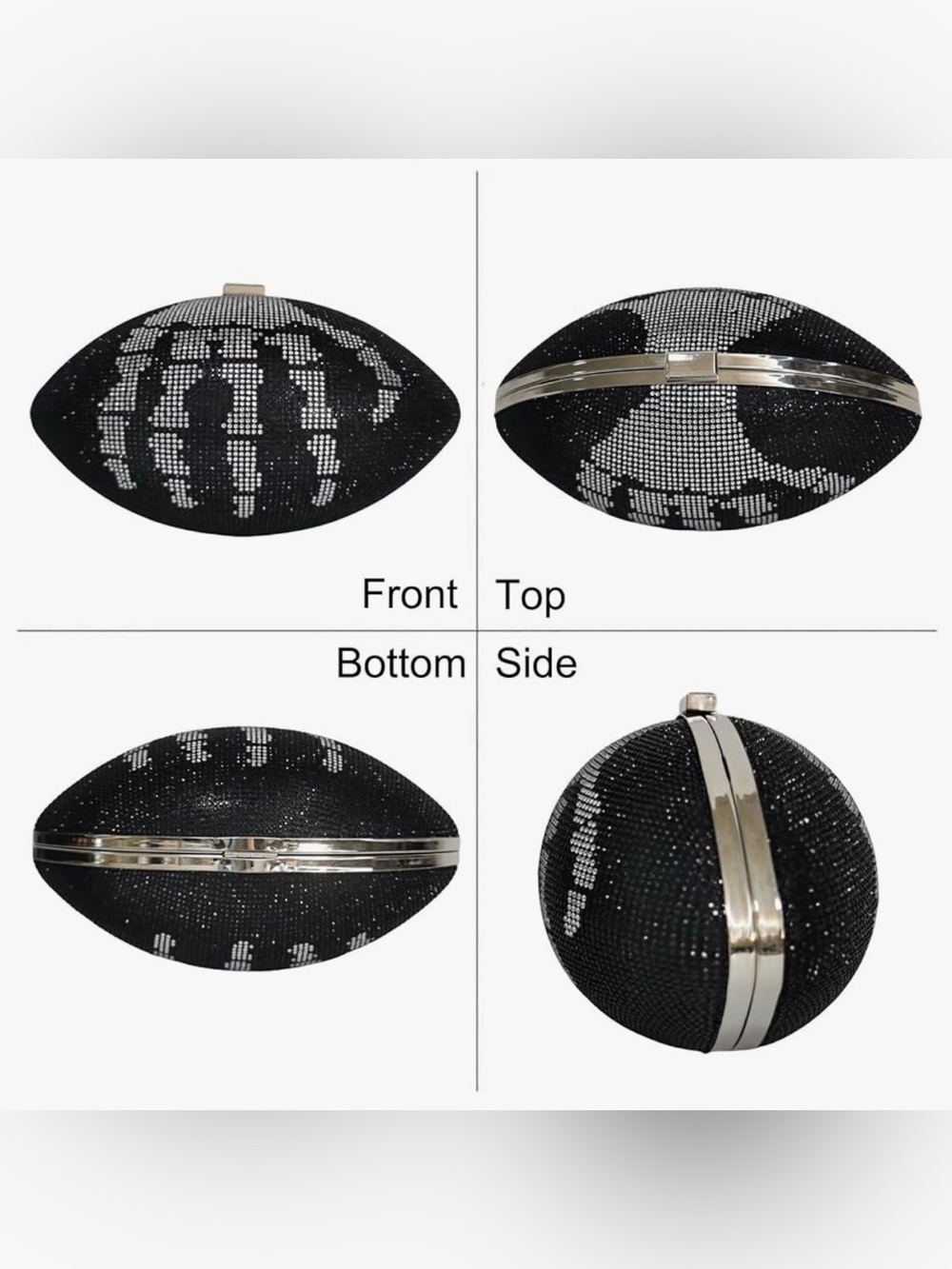 Black Rhinestone Skeleton Hand Clutch Bag with Silver Chain - Picture 5 of 5